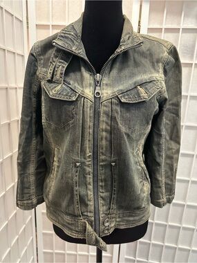 DKNY Washed Olive Green Denim Jacket